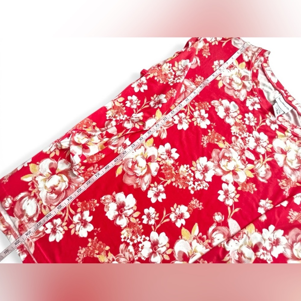 BonWorth Red Floral Long Sleeve Blouse NWT Womens XL Stretch Top - Picture 3 of 6